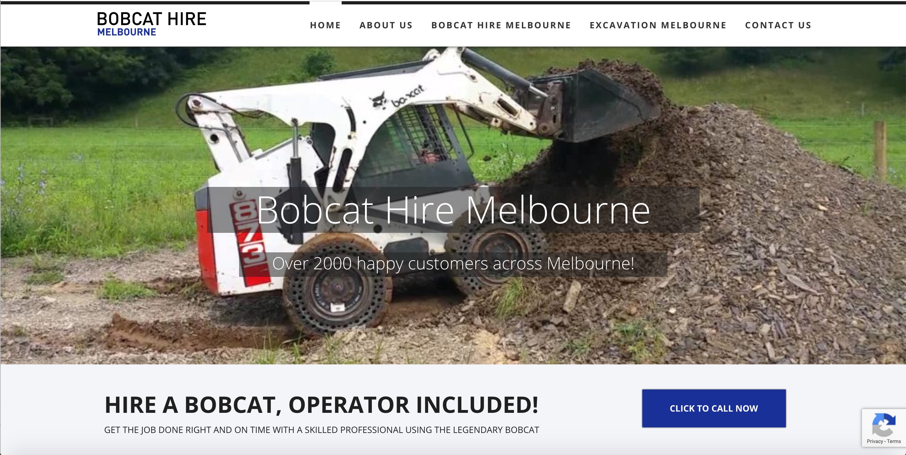 Screenshot of XL Bobcat Hire Melbourne website.